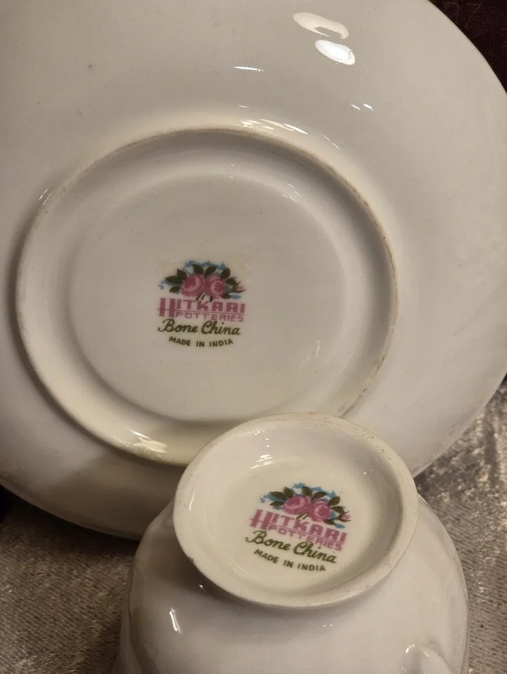 Hitkari Bone China India Soft Pink Floral Teacup Saucer